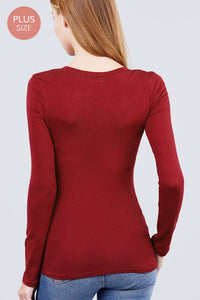 Thumbnail for [PLUS SIZE] Long Sleeve Scoop Neck Top