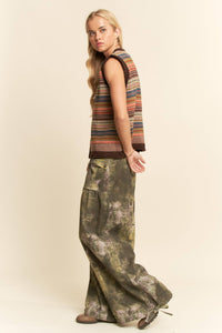 Thumbnail for Multicolor Striped Button-Front Sweater Vest