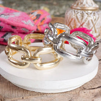 Thumbnail for Chunky Chain Statement Stretchy Bangle Bracelet in gold or silver tone