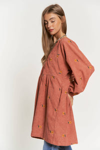 Thumbnail for Plus Corduroy Quilted Mini Dress