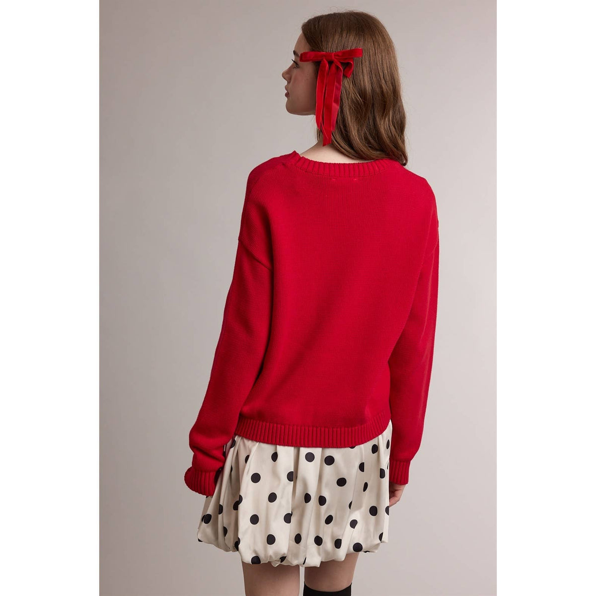 CHRISTMAS TREE CAR GRAPHIC KNIT SWEATER / WL26-14078
