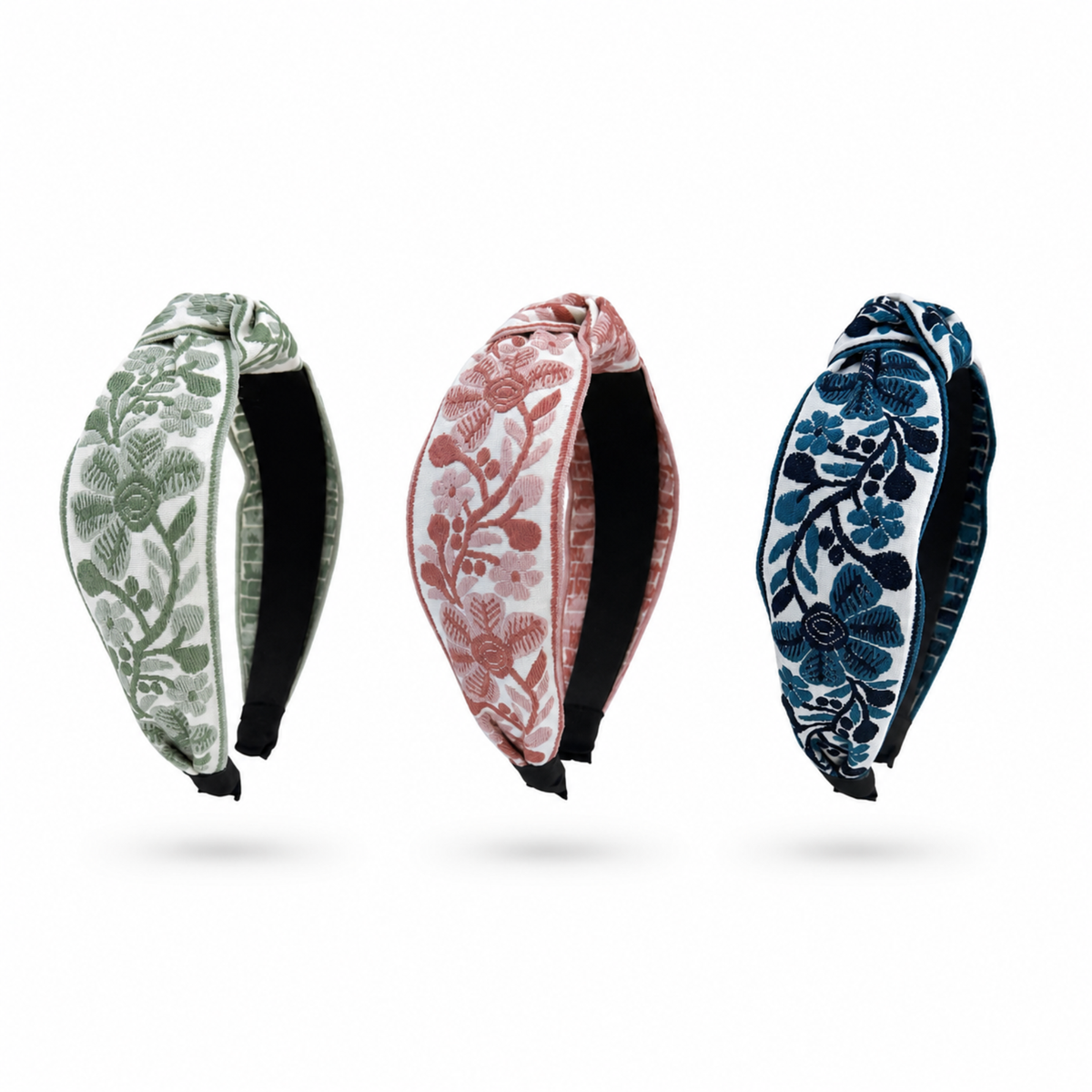 French Floral Woven Headband – Embroidered Texture