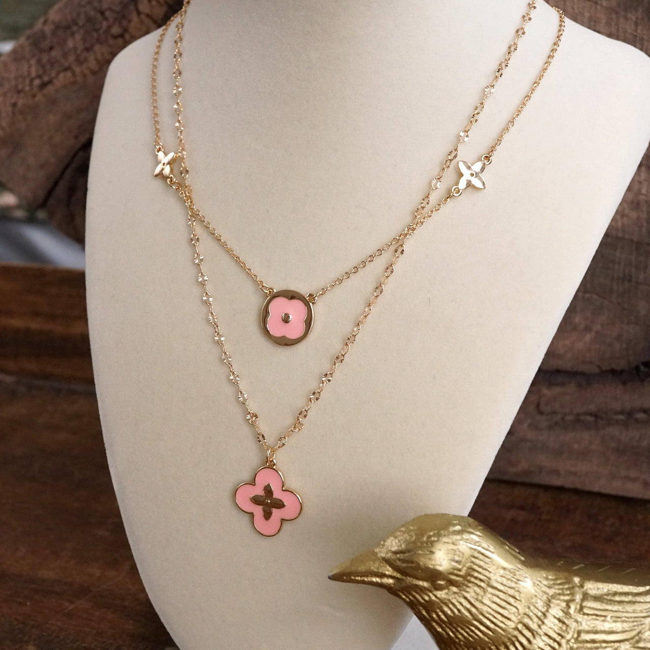 Clover Dainty Layered Necklace – Gold Tone & Color Options