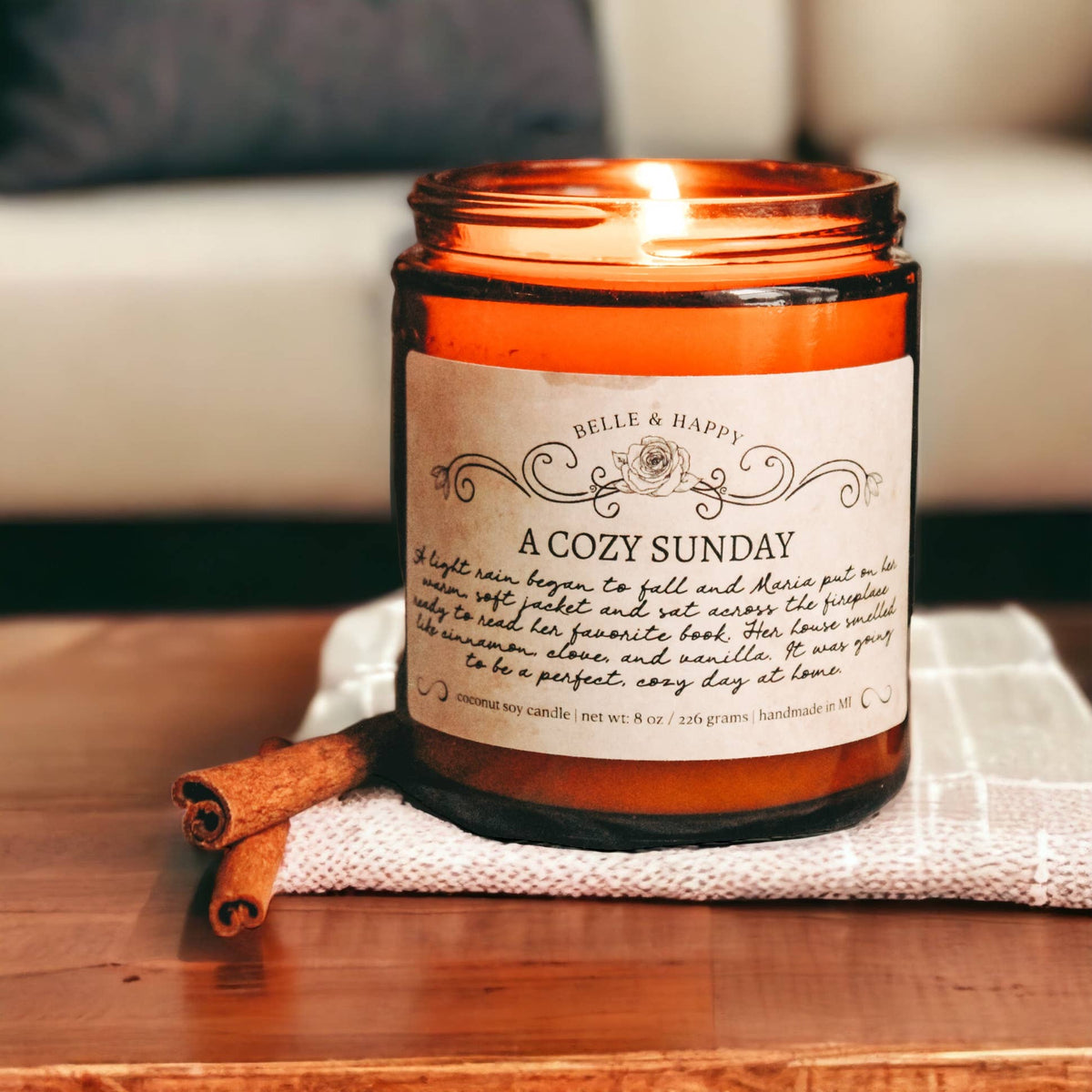 A Cozy Sunday Coconut Soy Candle 8oz