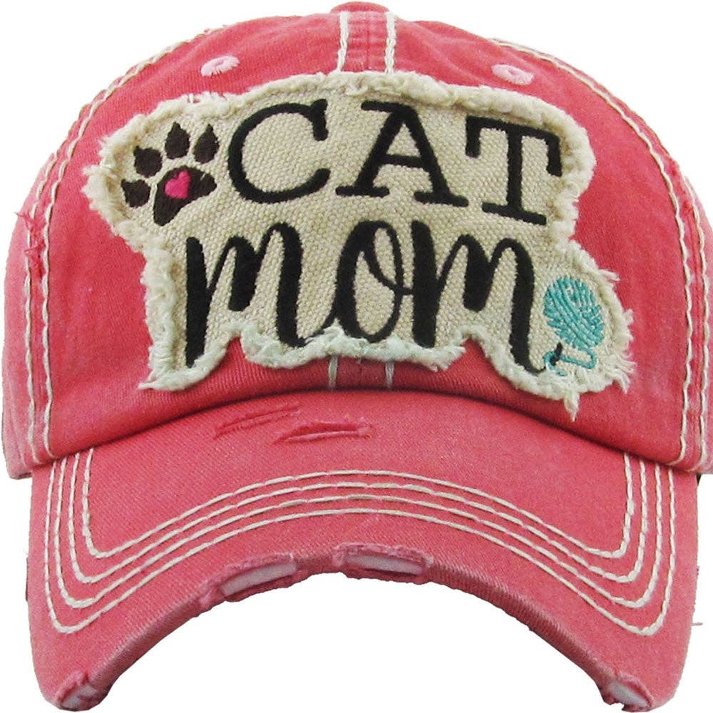 "Cat Mom" Vintage Wash Cap