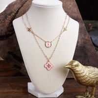 Thumbnail for Clover Dainty Layered Necklace – Gold Tone & Color Options