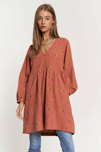 Thumbnail for Plus Corduroy Quilted Mini Dress