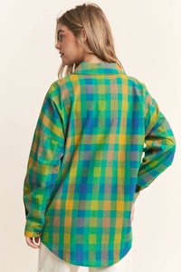 Thumbnail for Classic Plaid Button Down Long Sleeve Top