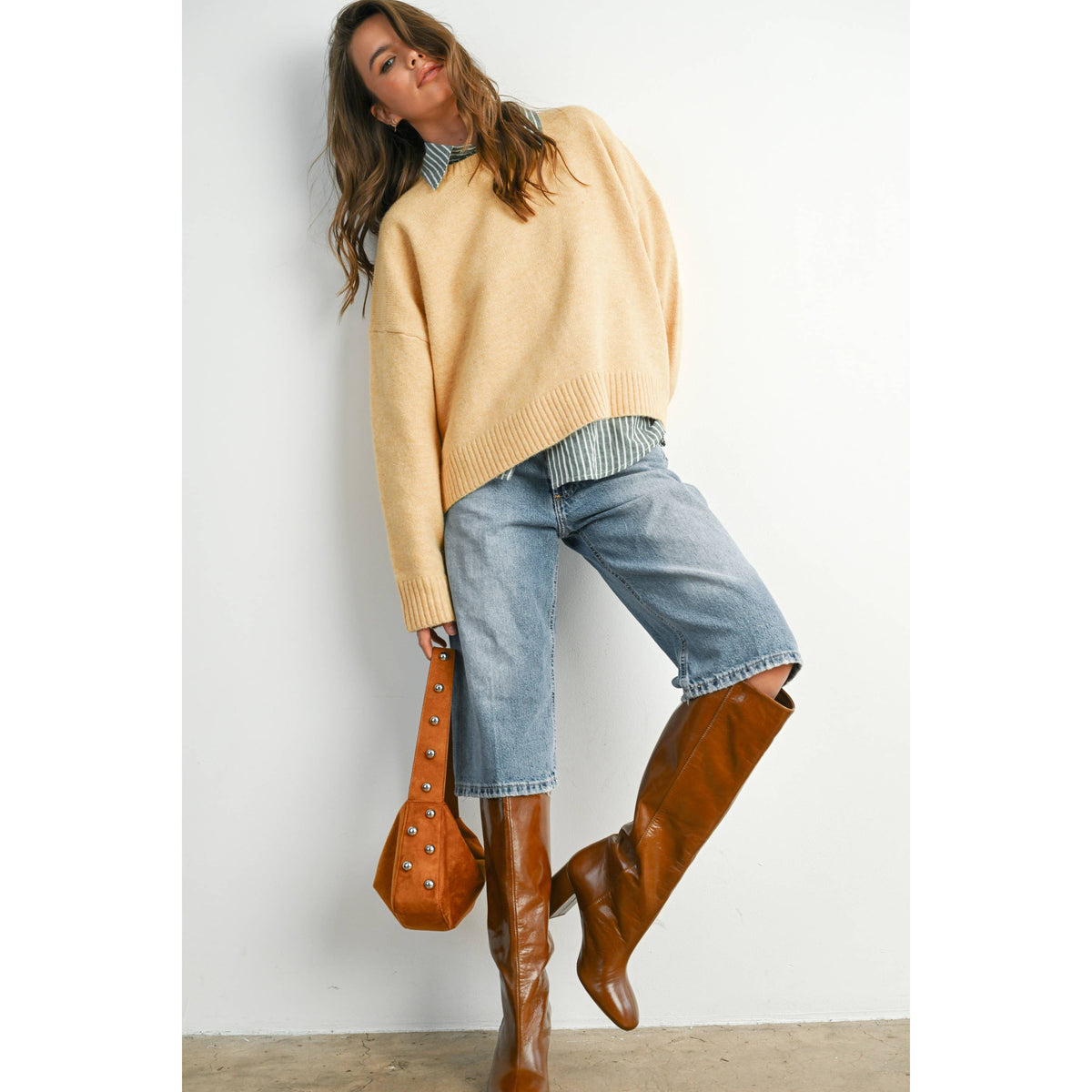 The Maren Bow Back Sweater | Soft Camel