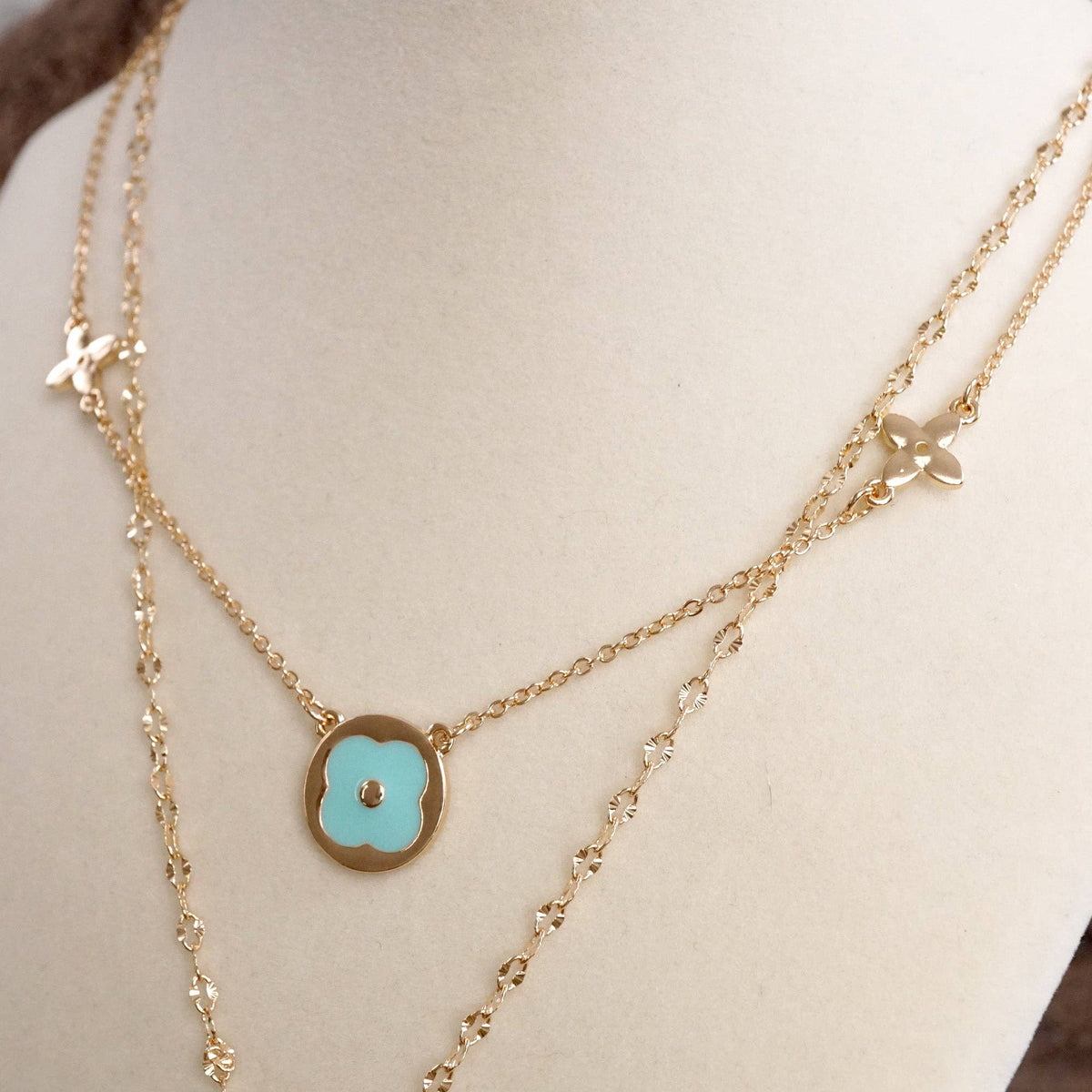 Clover Dainty Layered Necklace – Gold Tone & Color Options