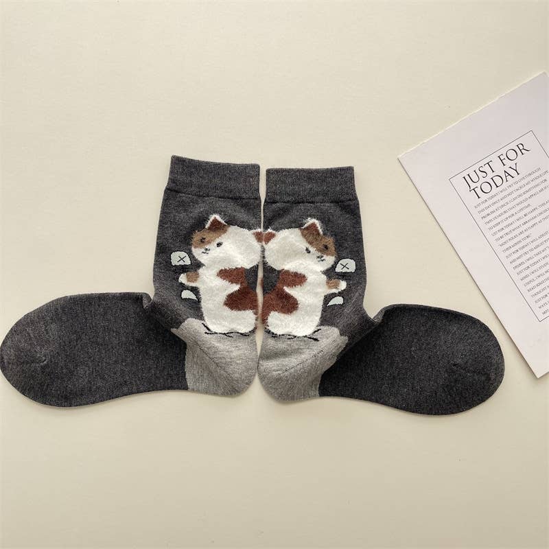 Adorable Cat Animal Pattern Casual Crew Socks