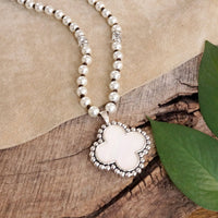 Thumbnail for Pearlized beads Necklace with Cross and Clover pendant Mother of Pearl Abalone