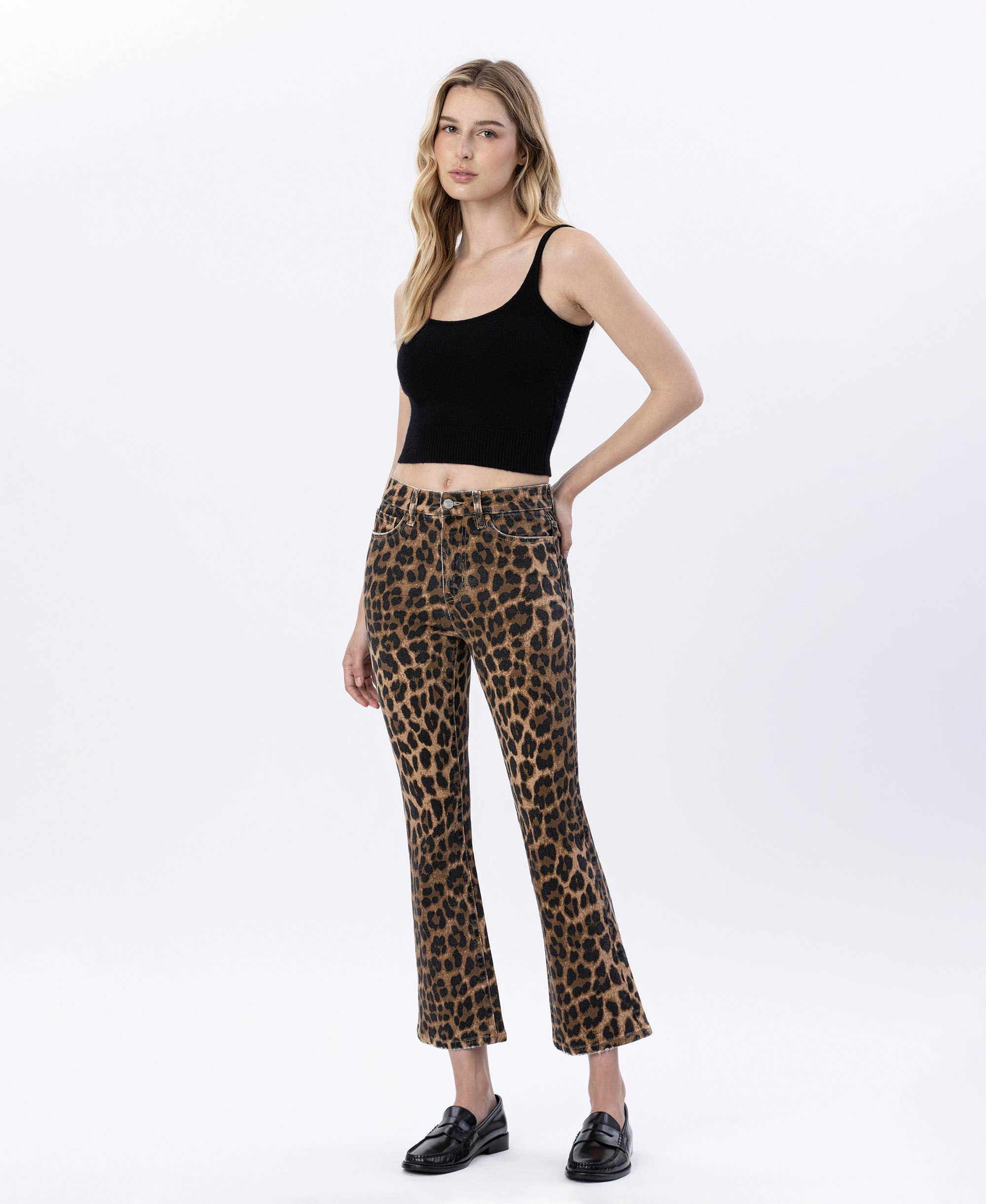 The Romy Leopard Kick Flare Jean