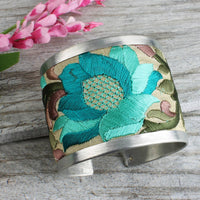 Thumbnail for Turquoise Flower Embroidered Elegance Cuff Bracelet