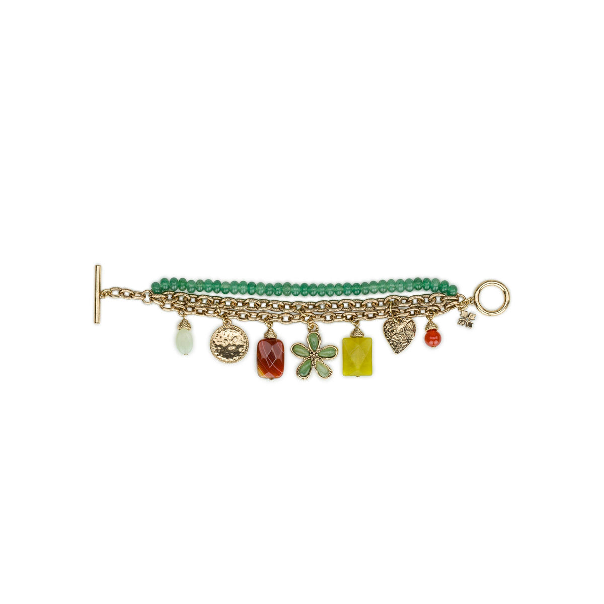 3 Strand Charm Bracelet - Stone Inlay Collection