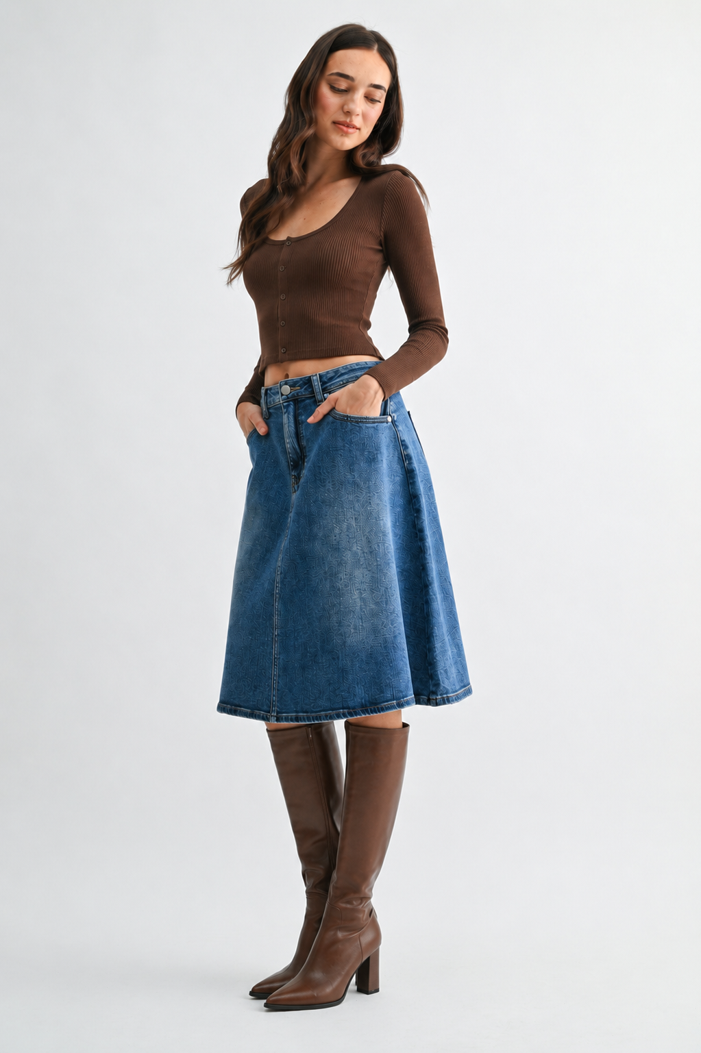 The Marielle Denim Midi Skirt | Medium Wash