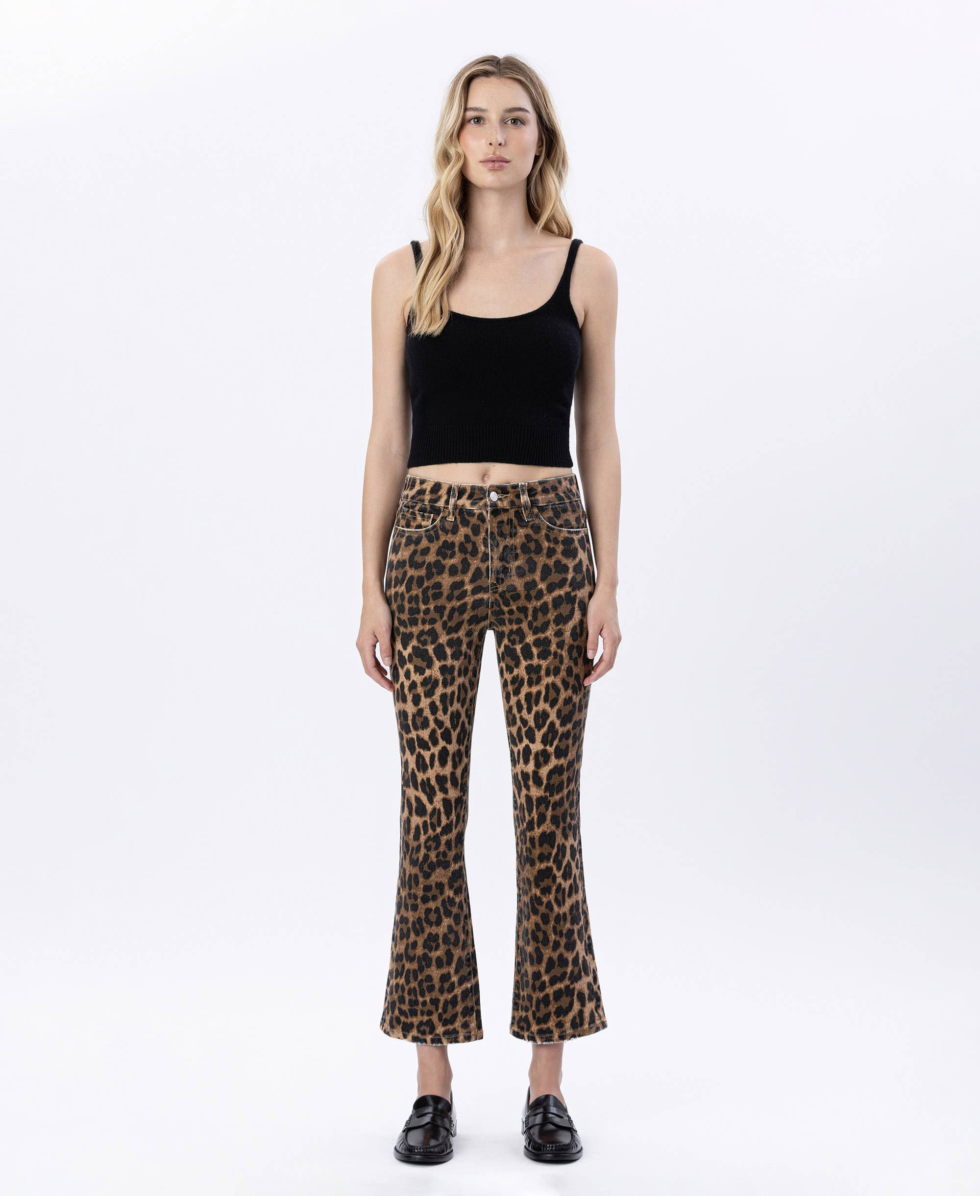 The Romy Leopard Kick Flare Jean