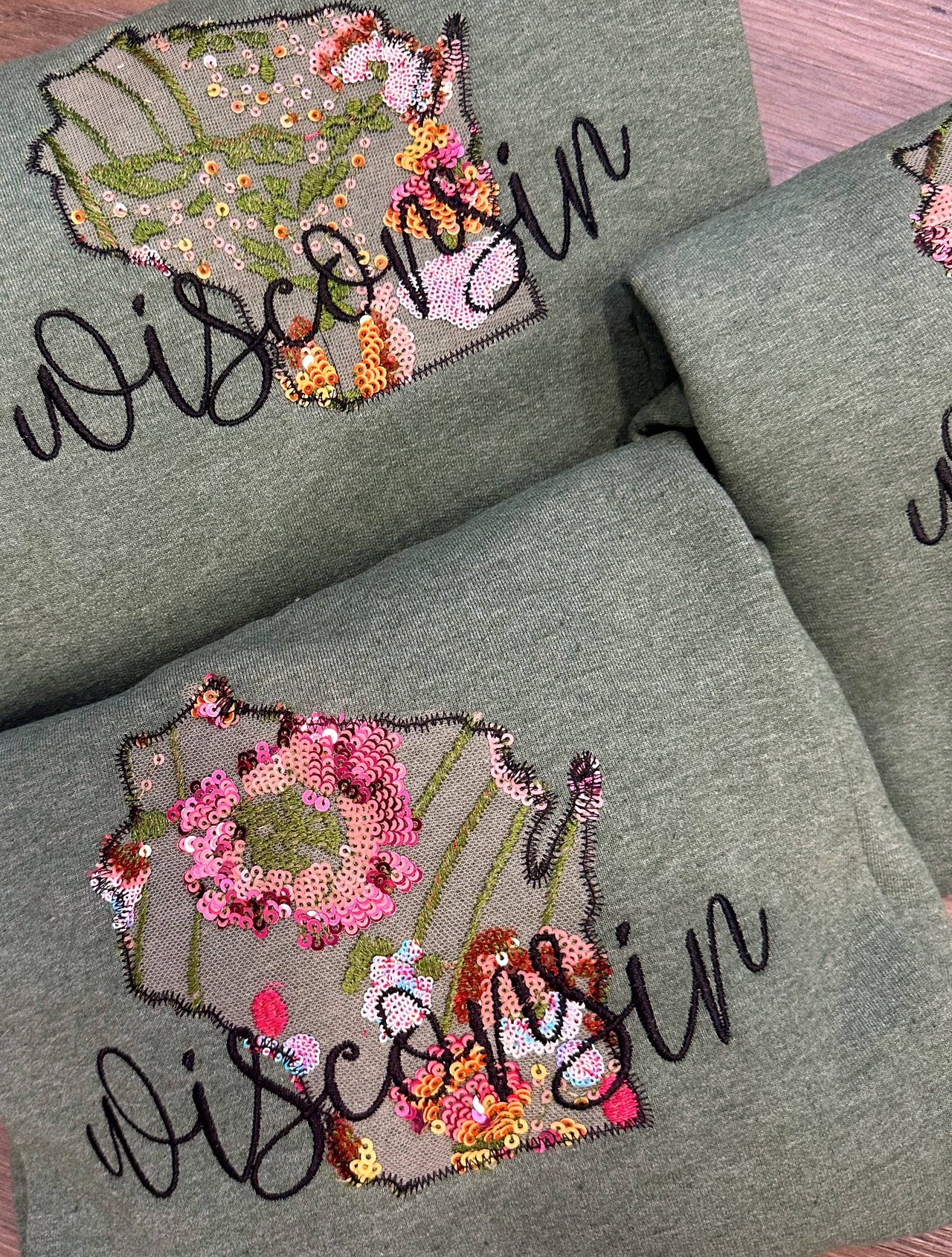 Floral Wisconsin Sequin Sweatshirt