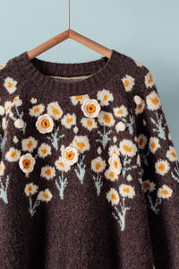 Thumbnail for Daisy Embossed 3D Floral Knit Sweater