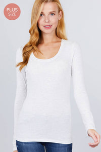 Thumbnail for [PLUS SIZE] Long Sleeve Scoop Neck Top