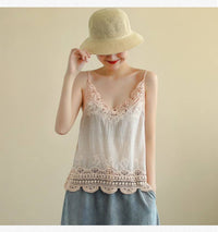 Thumbnail for Lace Trim Camisole Stone Wash Tank Top
