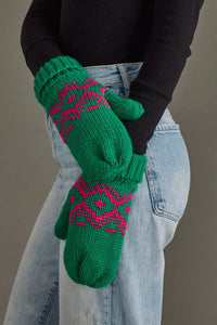 Thumbnail for Green & Speckled Patterned Mittens