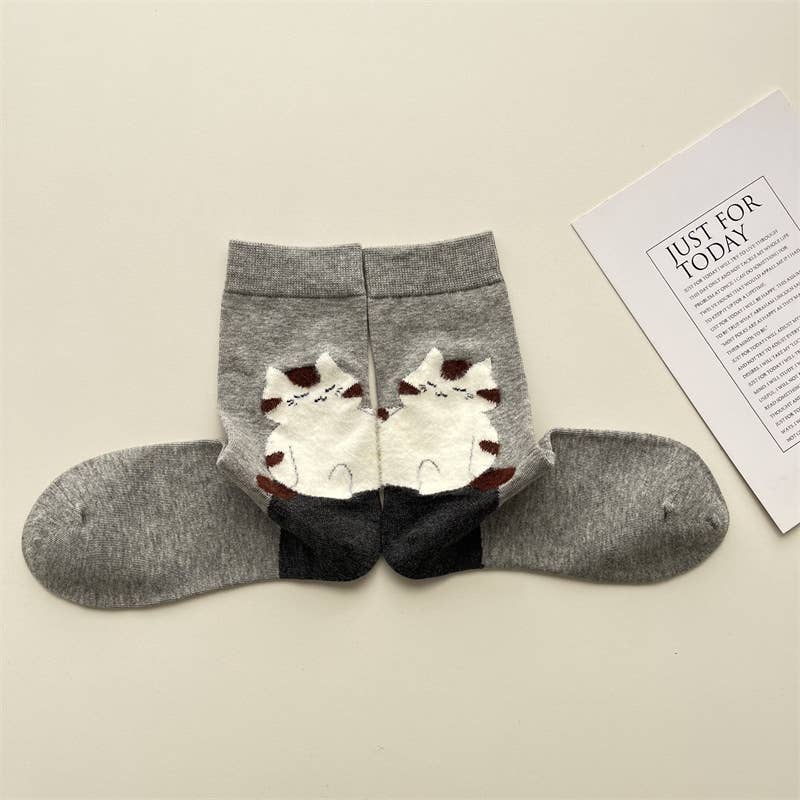 Adorable Cat Animal Pattern Casual Crew Socks