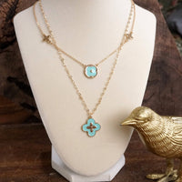 Thumbnail for Clover Dainty Layered Necklace – Gold Tone & Color Options