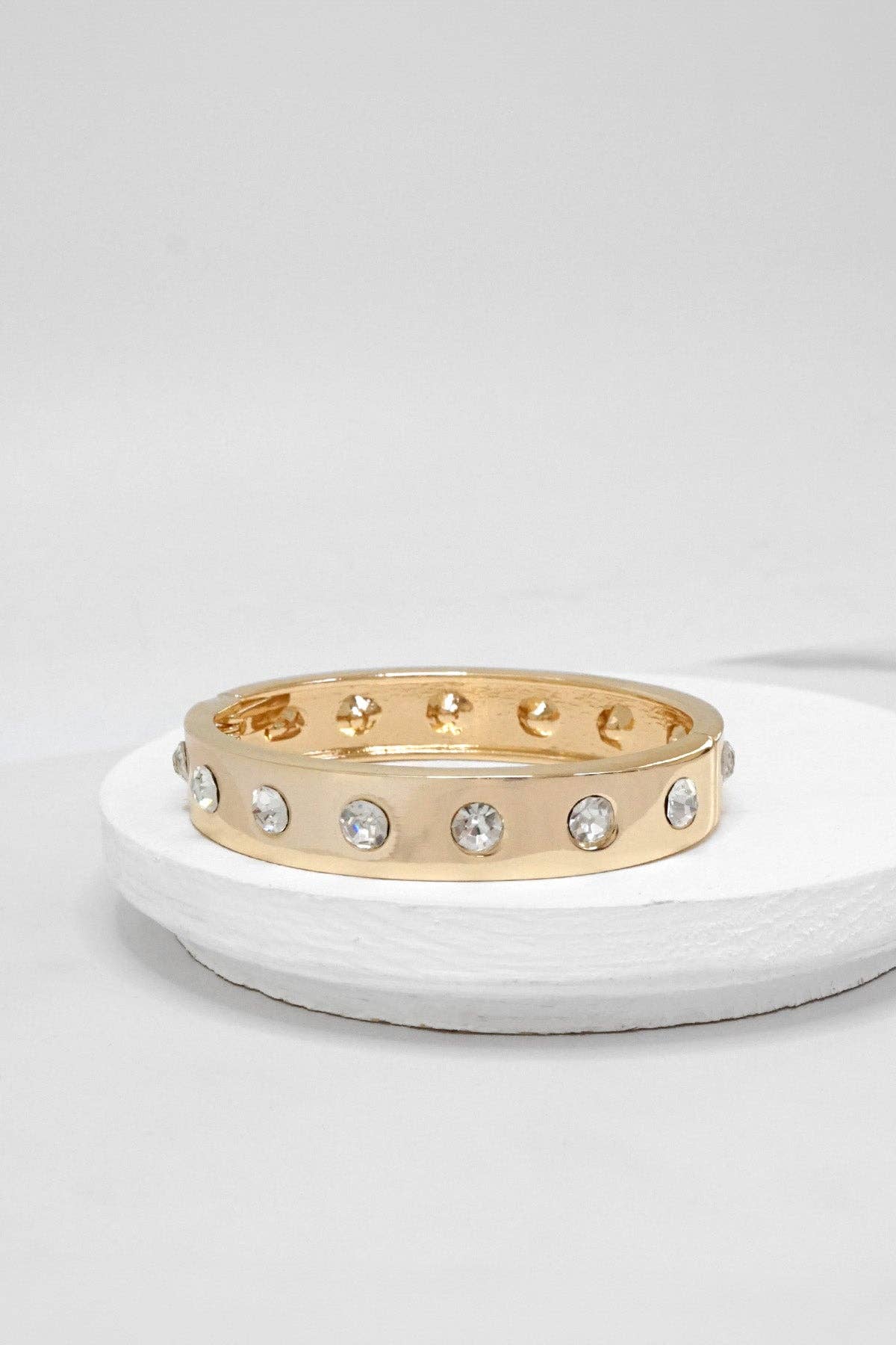 Sparkly Bangles hinge links Gold tone Crystals