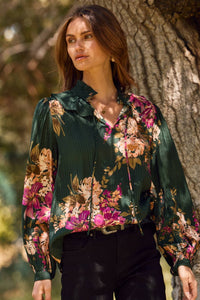Thumbnail for Plus Floral Printed Long-sleeve Blouse
