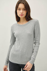 Thumbnail for RIBBED COTTON ROUND NECK BASIC TOP