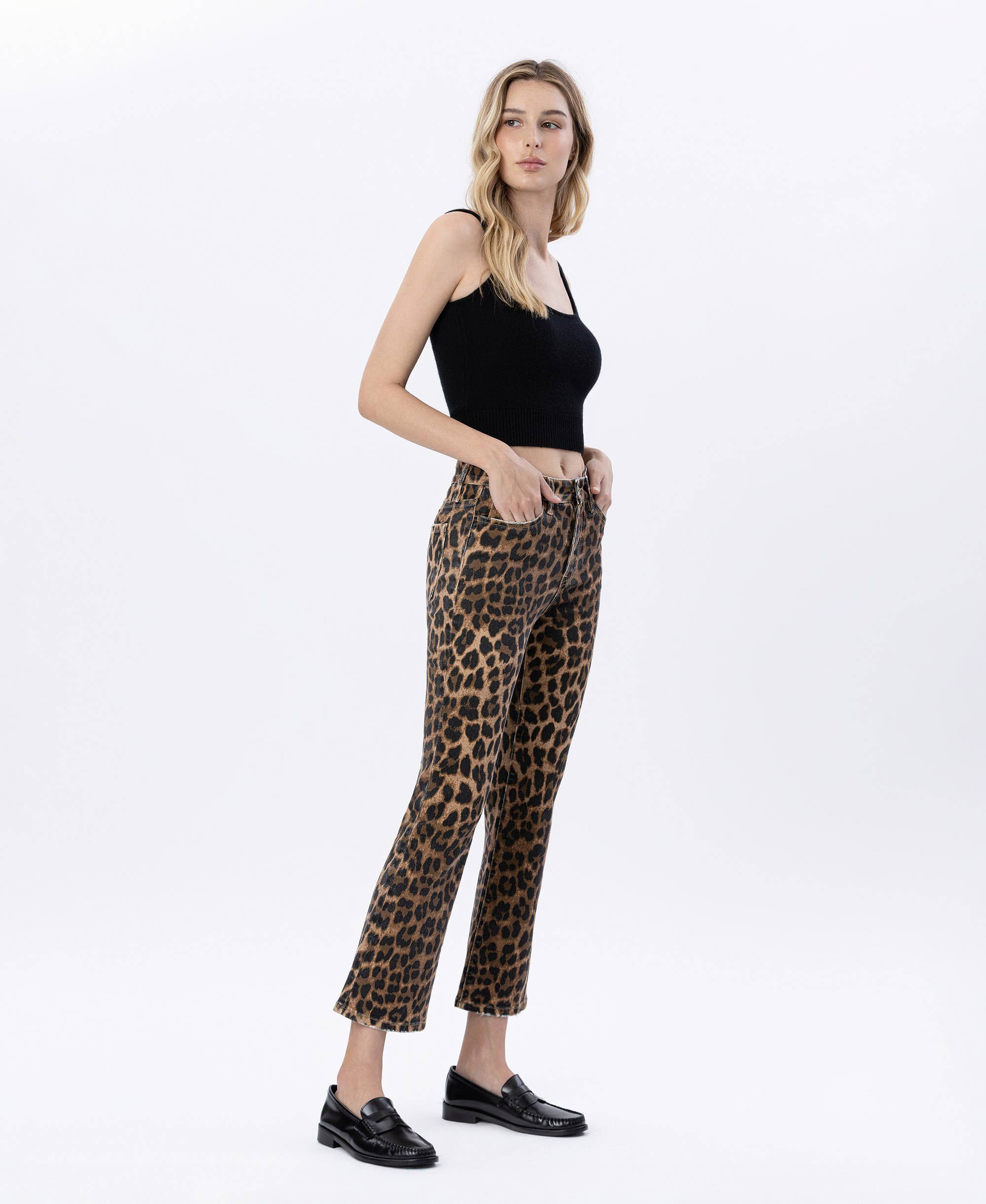 The Romy Leopard Kick Flare Jean