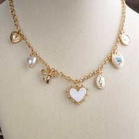 Thumbnail for Keepsake Hearts – Multi-Charm Heart Necklace in Gold Tone