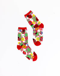 Thumbnail for Lucky Ladybug Sheer Crew Sock