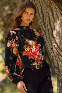Thumbnail for Black Floral Printed Blouse