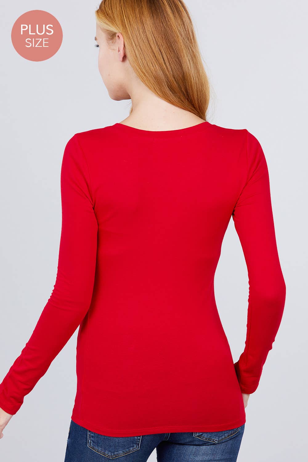 [PLUS SIZE] Long Sleeve Scoop Neck Top