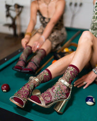 Thumbnail for Serpentine Floral Black Sheer Crew Sock