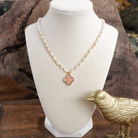 Thumbnail for Short Beaded Clover Pendant Necklace with Semi-Precious Stone Beads