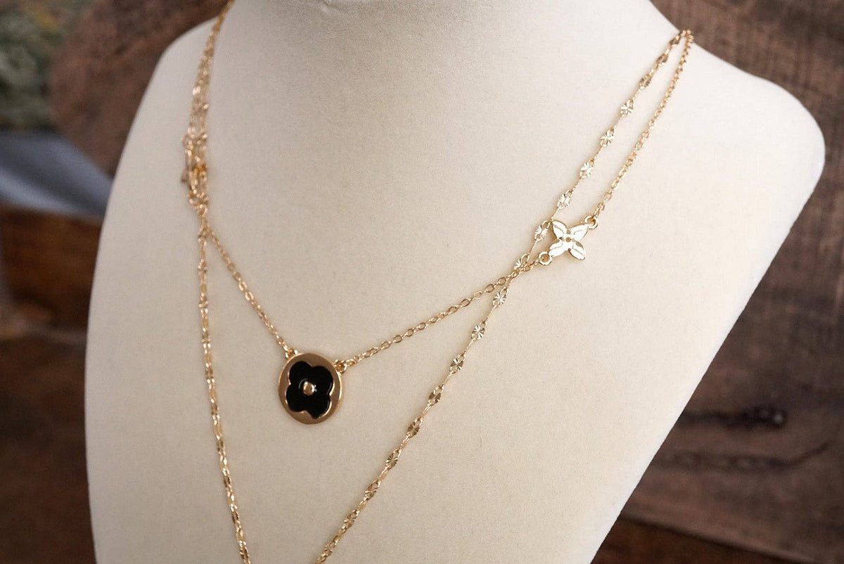 Clover Dainty Layered Necklace – Gold Tone & Color Options