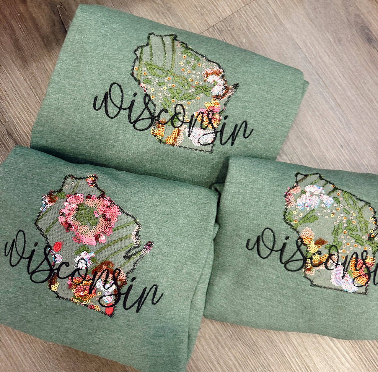 Floral Wisconsin Sequin Sweatshirt