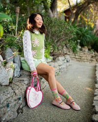 Thumbnail for Flamingo Floral Sheer Crew Sock