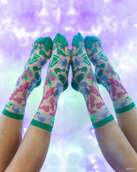 Thumbnail for Wicked For Good Floral Sheer Crew Sock