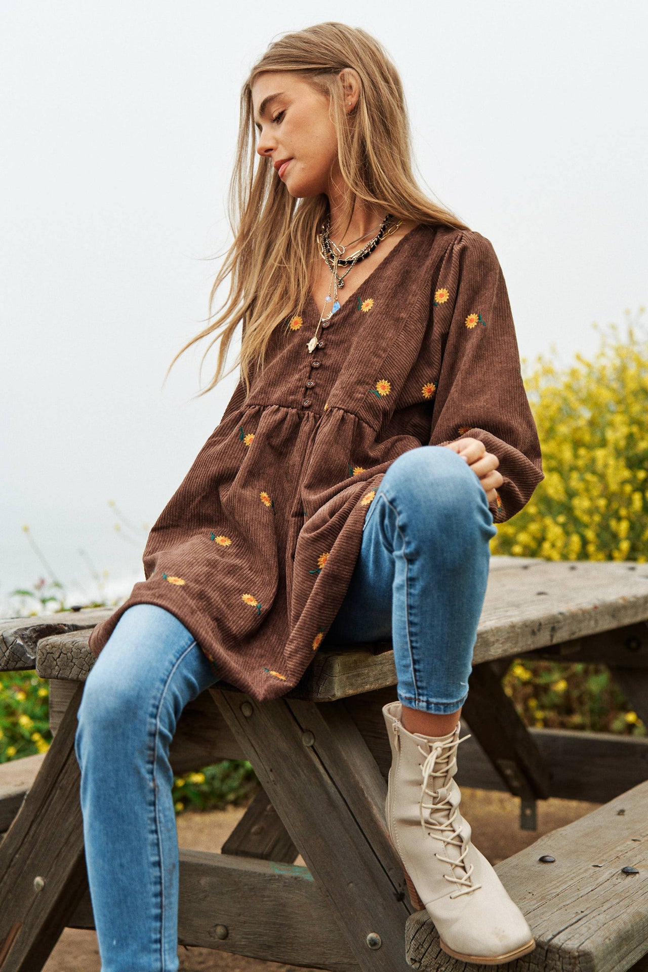 Plus Corduroy Quilted Mini Dress