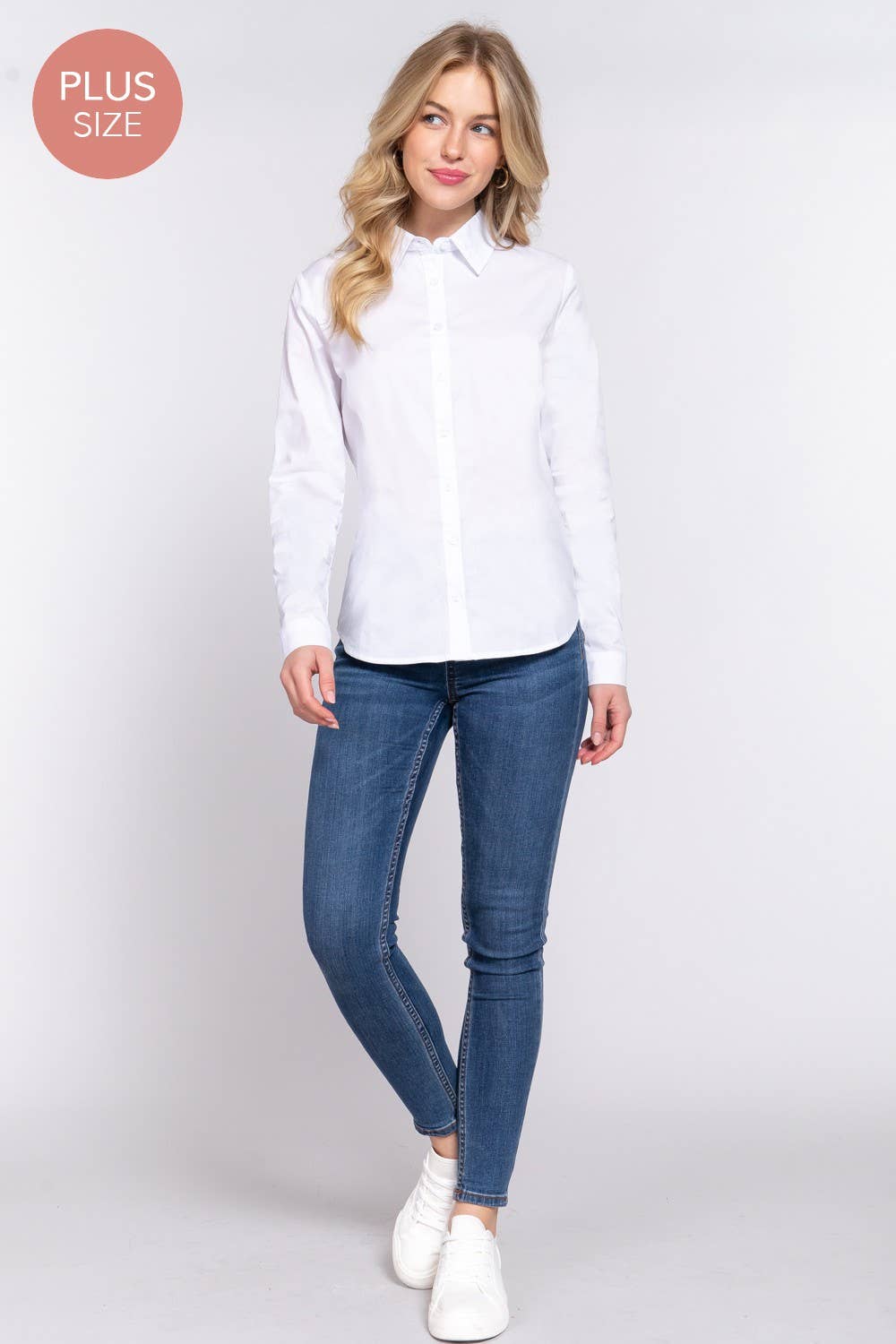 The Vivienne Shirt - Curvy, Stretch Cotton Button Down