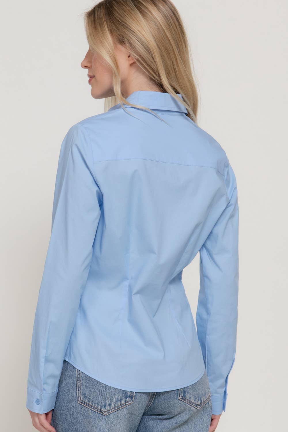 Long Sleeve Button Down Stretch Poplin Shirt