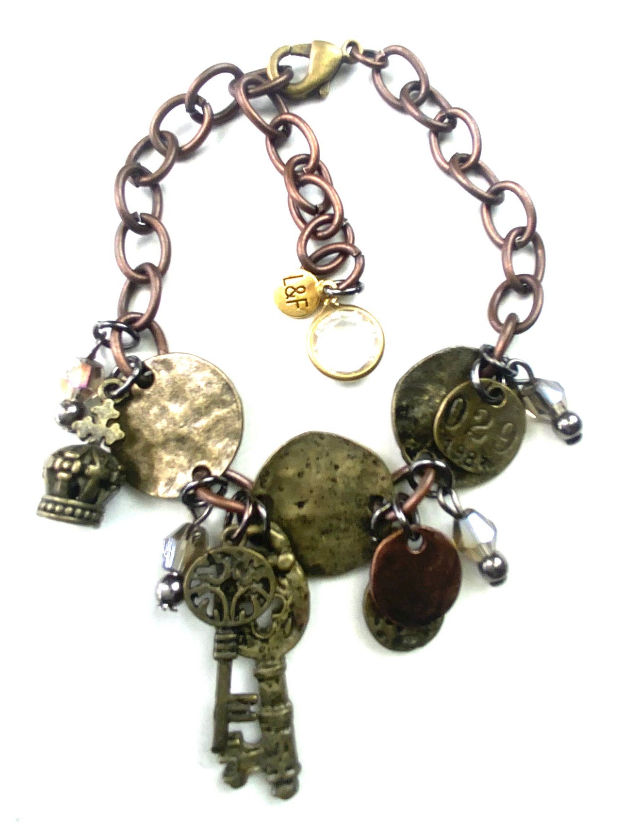 Keys & Coins Charm On Chain w/Clasp