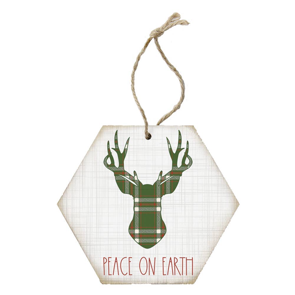 Peace Plaid Deer - Honeycomb Ornaments