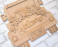 Thumbnail for Welcome Floral Truck Back with Blank rear plate S 3-D Layered Wood Blank