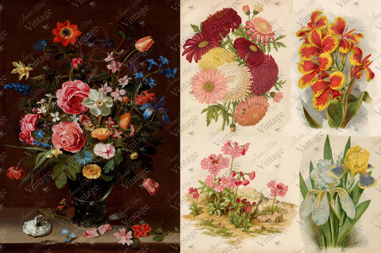 Hand Painted Floral  | Jami Ray Vintage Decoupage Paper