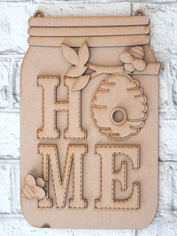 Thumbnail for Mason Jar HOME Beehive  3-D Layered Wood Blank